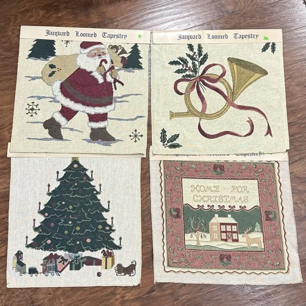 9 NOS New Assorted Christmas Holiday Decorative Sew Craft Pillow Tapestry Panels